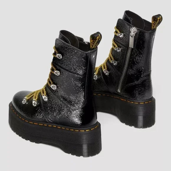 Dr. Martens Ghilana Max Distressed Patent Leather Platform Boots - Picture 6 of 13